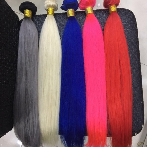 Color hair bundle straight